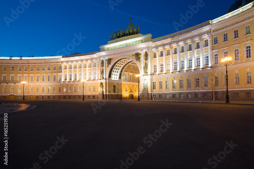 View of the arch of the General Staff building in the July night, St. Petersburg