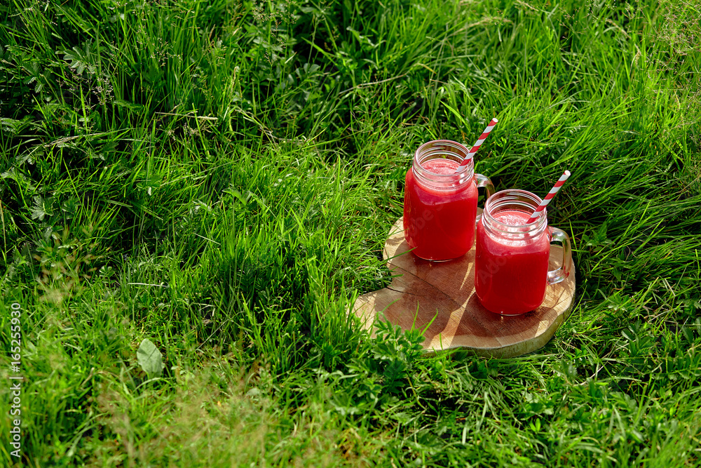 Watermelon smoothie as healthy summer drink. Fresh and vegan beverage. Watermelon smoothie as healthy summer drink. Fresh and vegan beverage.
