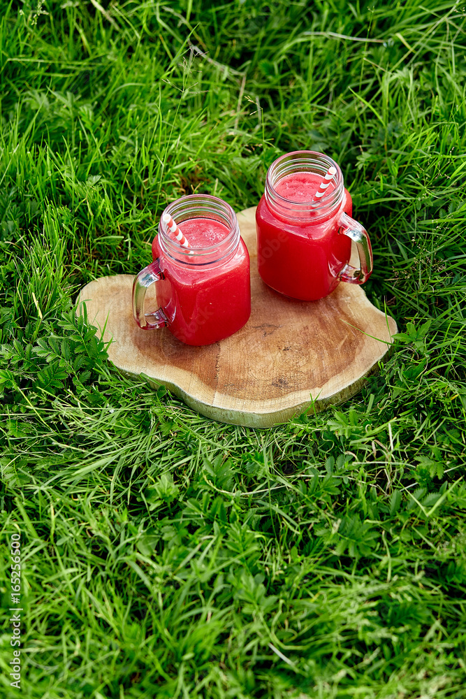 Watermelon smoothie as healthy summer drink. Fresh and vegan beverage. Watermelon smoothie as healthy summer drink. Fresh and vegan beverage.