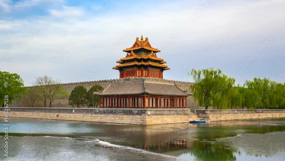 Time lapse video of Corner Tower at Forbidden city in Beijing, China Time lapse video of Corner Tower at Forbidden city in Beijing, China