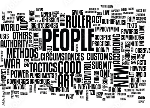 THE NEW ART OF WAR TACTICS AND POWER Text Background Word Cloud Concept