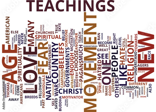THE NEW AGE MOVEMENT Text Background Word Cloud Concept