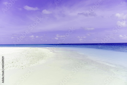 Tropical area landscape of Sand Bank small island in Indian ocean, Maldives