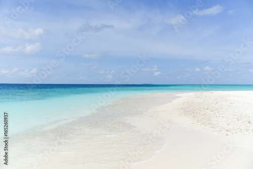Tropical area landscape of Sand Bank small island in Indian ocean, Maldives