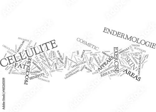 THE MAIN BENEFITS OF ENDERMOLOGIE Text Background Word Cloud Concept