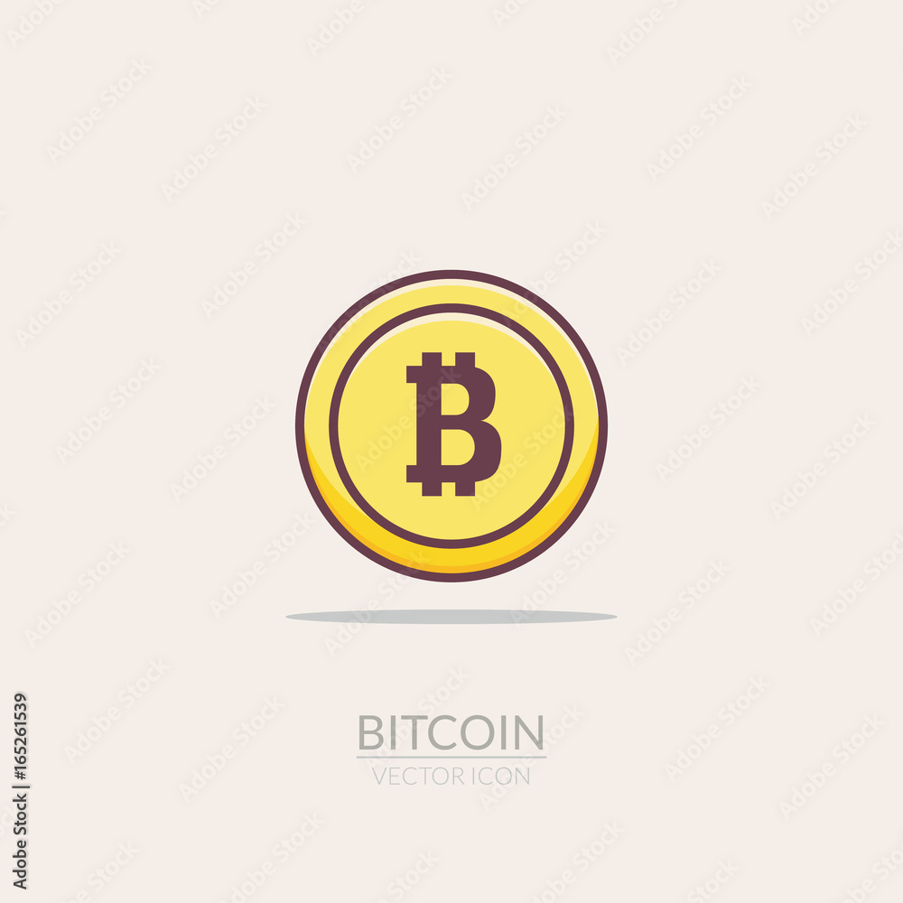 Bitcoin flat icon digital money. Bit coin electronic gold illustration. Market sign symbol Bitcoin flat icon digital money. Bit coin electronic gold illustration. Market sign symbol