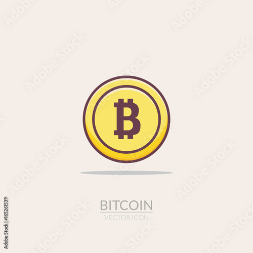 Bitcoin flat icon digital money. Bit coin electronic gold illustration. Market sign symbol
