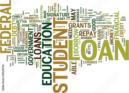 THE LOWDOWN ON STUDENT LOANS Text Background Word Cloud Concept