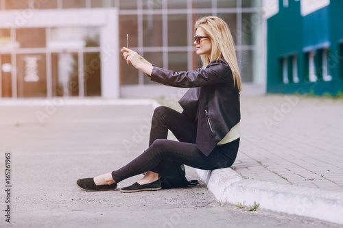 beautiful blonde on the street