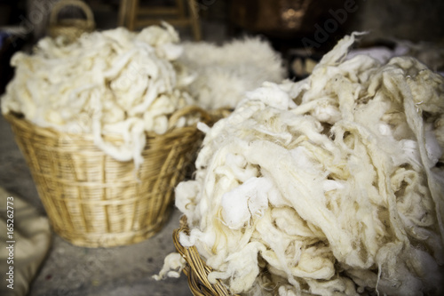 Detail of freshly cut virgin wool