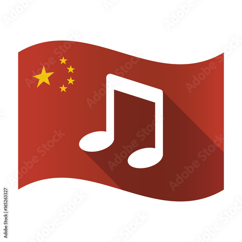 Isolated China flag with a note music