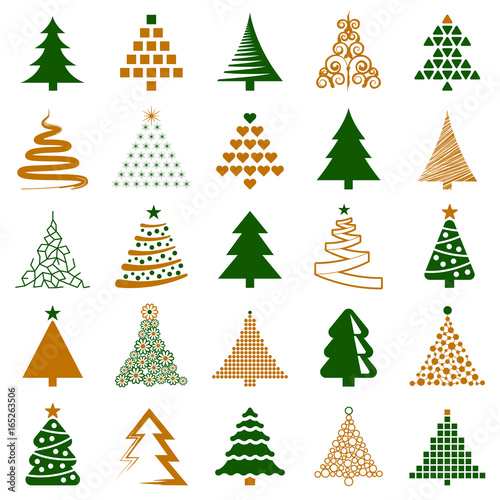 Christmas tree icon collection - vector illustration