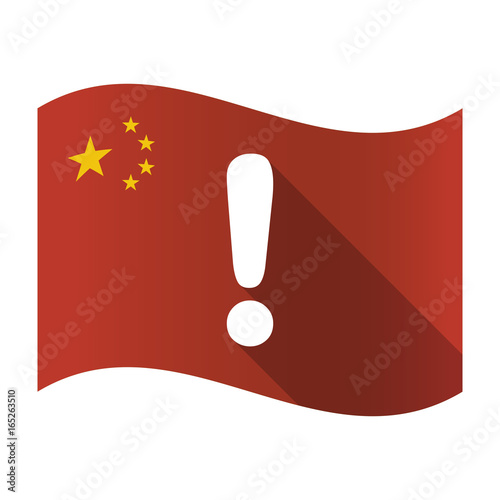 Isolated China flag with an exclamarion sign