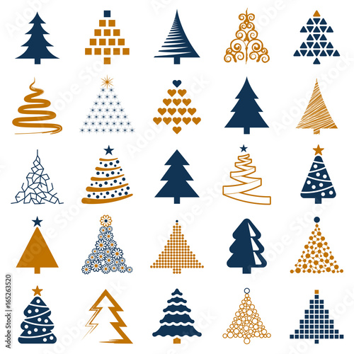 Christmas tree icon collection - vector illustration