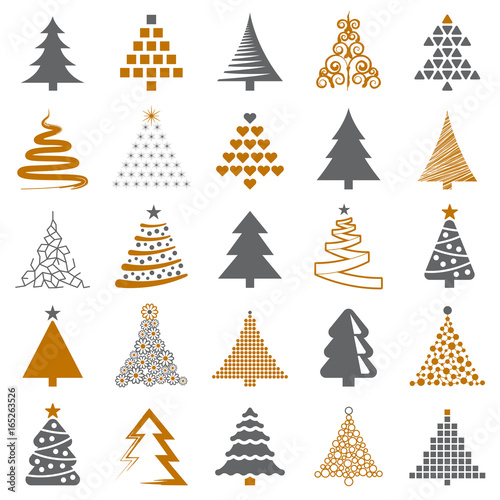 Christmas tree icon collection - vector illustration