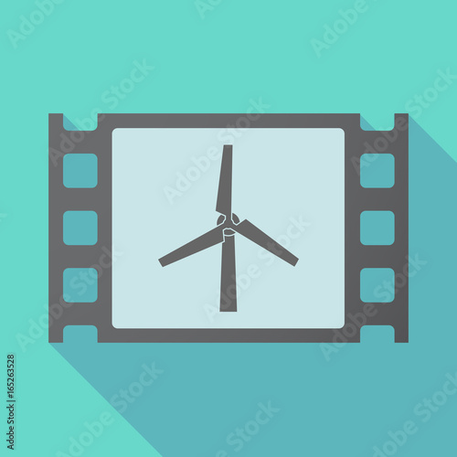 Long shadow film frame with a wind turbine
