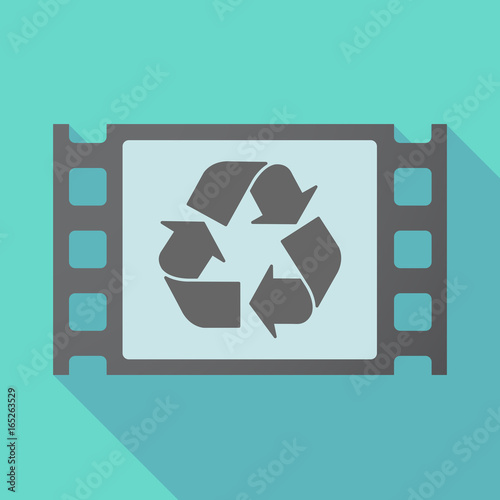 Long shadow film frame with a recycle sign