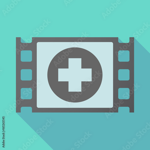 Long shadow film frame with a round pharmacy sign