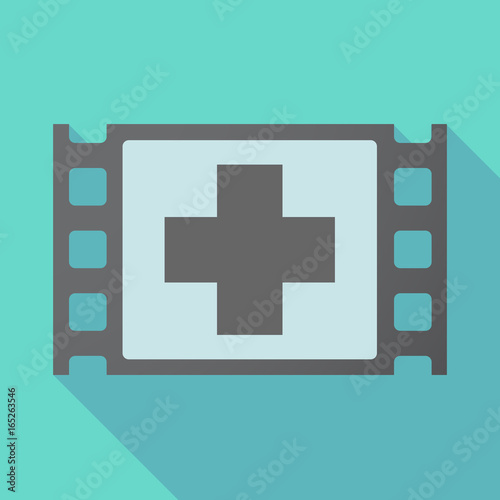 Long shadow film frame with a pharmacy sign