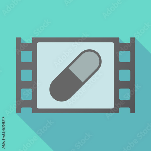 Long shadow film frame with a pill