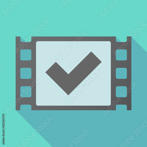 Long shadow film frame with a check mark