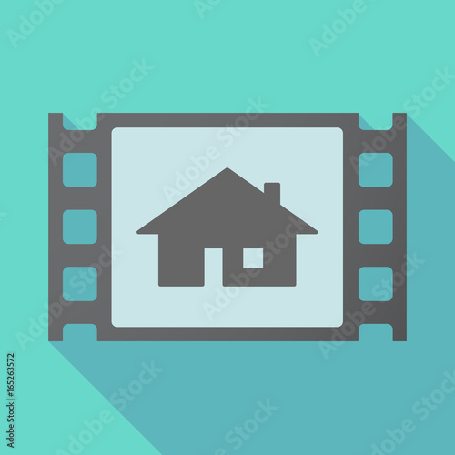 Long shadow film frame with a house