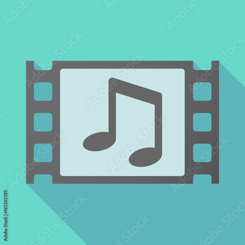 Long shadow film frame with a note music