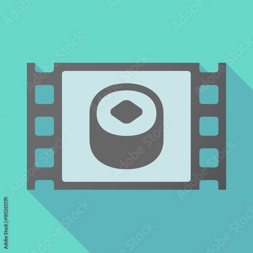 Long shadow film frame with a piece of sushi