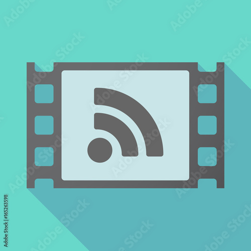 Long shadow film frame with an RSS sign