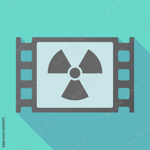 Long shadow film frame with a radio activity sign