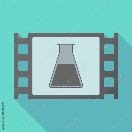 Long shadow film frame with a flask