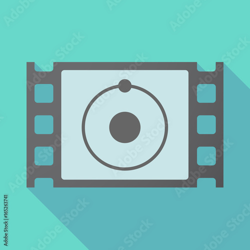 Long shadow film frame with an atom