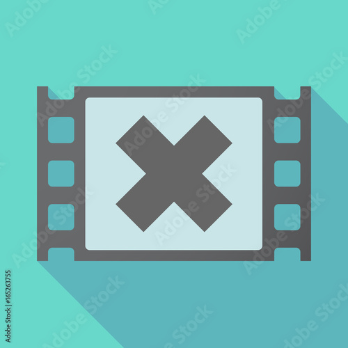 Long shadow film frame with an x sign