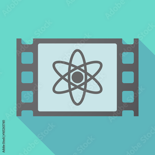 Long shadow film frame with an atom