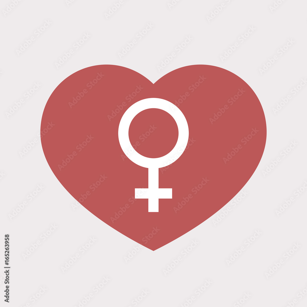 Isolated heart with a female sign Isolated heart with a female sign