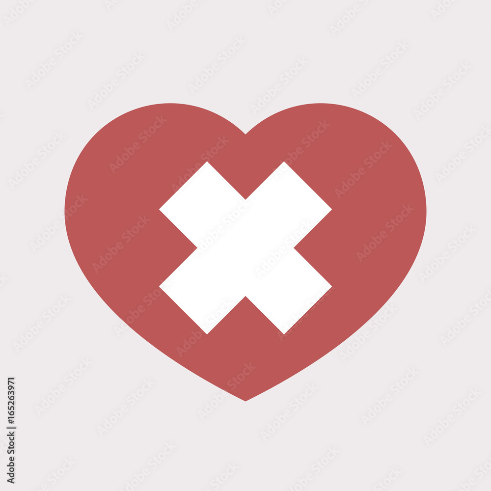Isolated heart with an irritating substance sign Isolated heart with an irritating substance sign