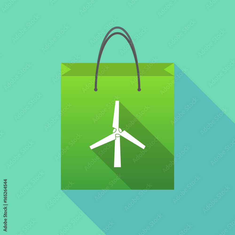 Long shadow shopping bag with a wind turbine Long shadow shopping bag with a wind turbine