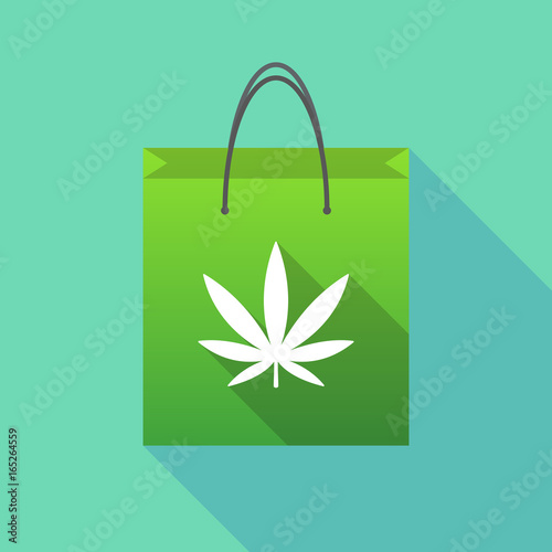 Long shadow shopping bag with a marijuana leaf