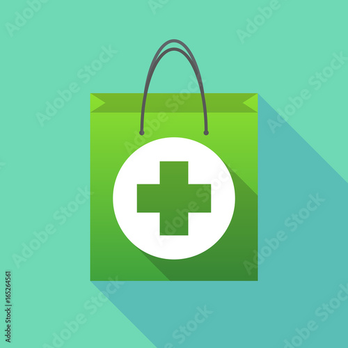 Long shadow shopping bag with a round pharmacy sign