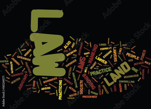 THE ESSENCE OF LAW Text Background Word Cloud Concept