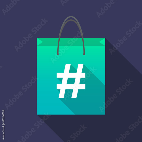 Long shadow shopping bag with a hash tag