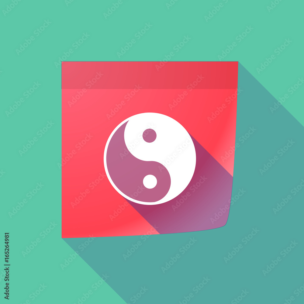 Long shadow paper note with a ying yang Long shadow paper note with a ying yang
