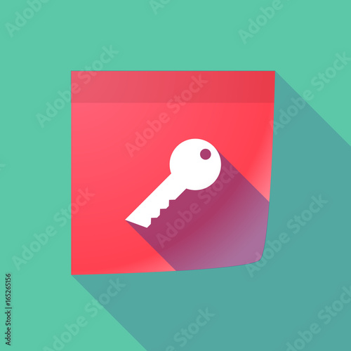 Long shadow paper note with a key