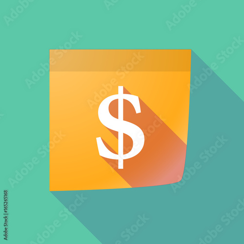 Long shadow paper note with a dollar sign