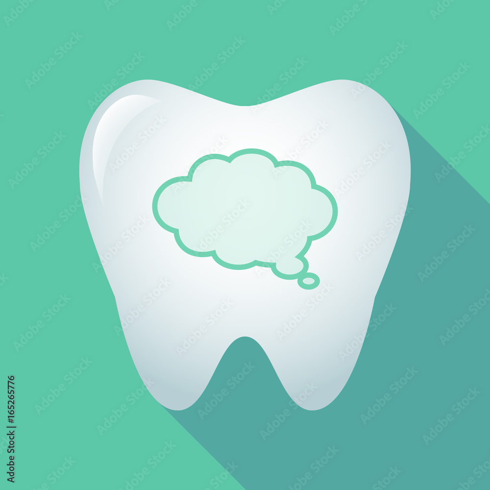 Long shadow tooth with a comic cloud balloon Long shadow tooth with a comic cloud balloon