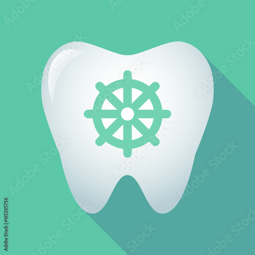 Long shadow tooth with a dharma chakra sign