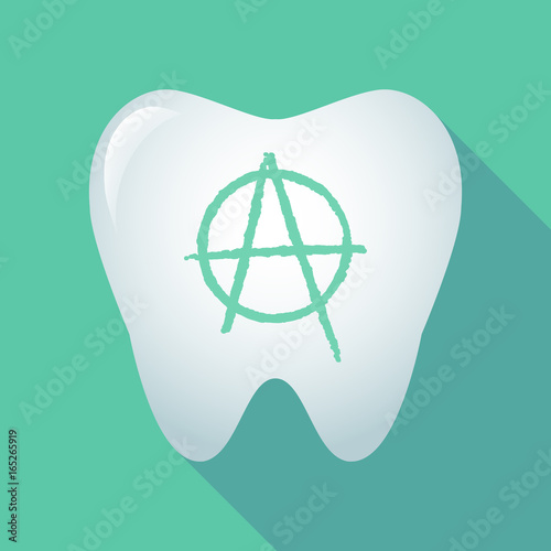 Long shadow tooth with an anarchy sign