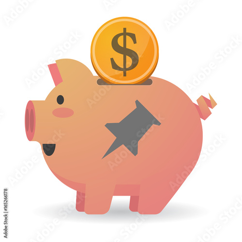 Isolated  piggy bank with a push pin