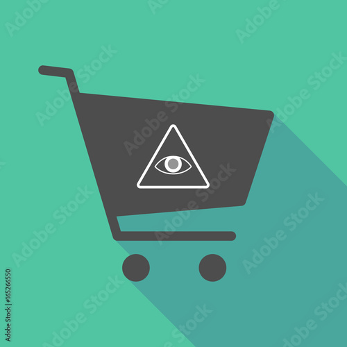 Long shadow  shopping cart with an all seeing eye