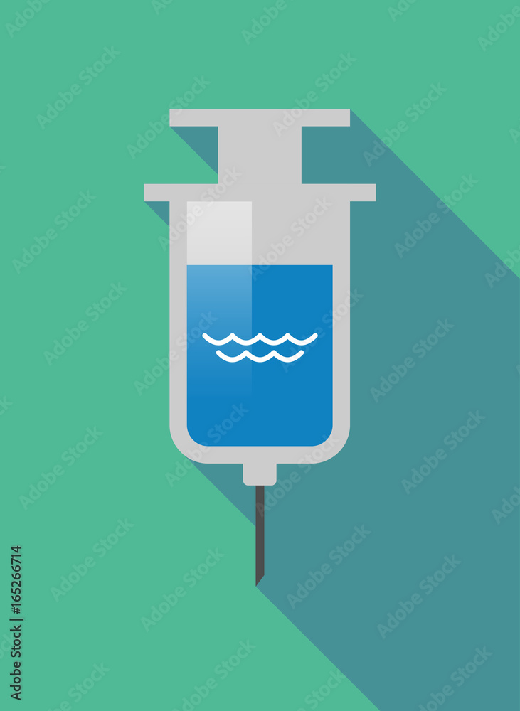 Long shadow syringe with a water sign Long shadow syringe with a water sign
